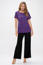 Load image into Gallery viewer, Print Boat Neckline Short Short Sleeve Top-3068HT-SRP1-W444
