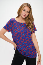 Load image into Gallery viewer, Print Boat Neckline Short Short Sleeve Top-3068HT-SRP1-W444
