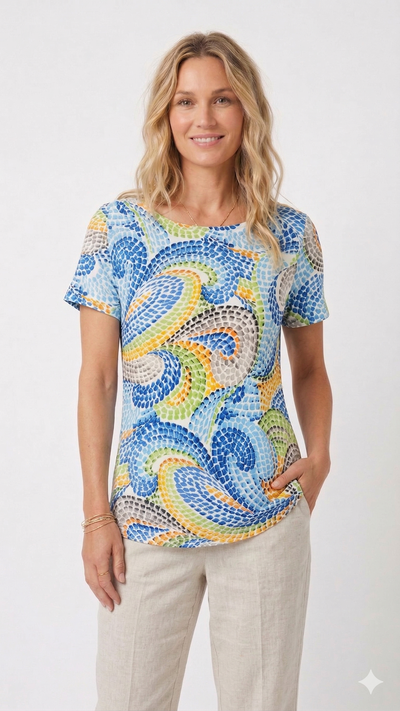 Boat Neckline Short Short Sleeve Top-3068HT-SRP1-W499 - Jostar Online