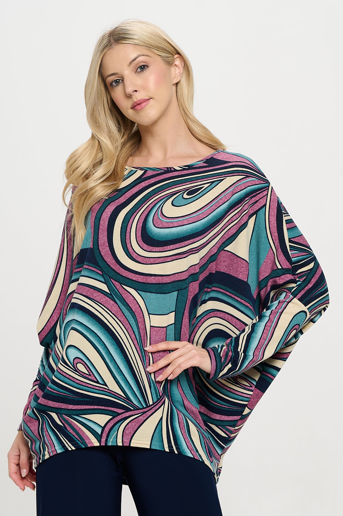 Batwing Dolman Top-3070BB-LRP1-W414