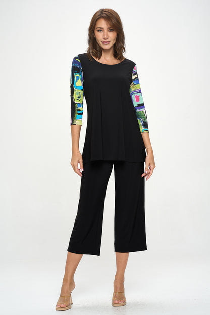 Contrast Quarter Sleeve Top-3095HT-QRP1-C-W400