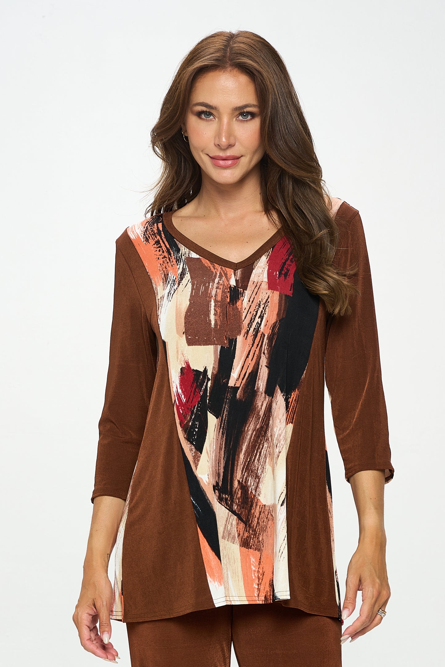 BNS V-Neck Binding Contrast Top-3098BN-QRP1-C-W379