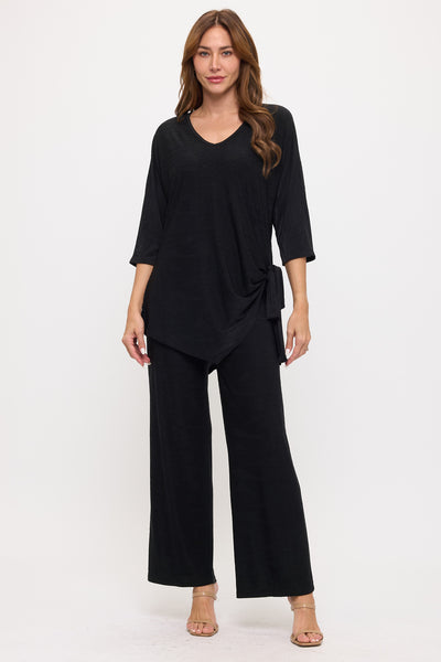 Jacquard Dolman Sleeve Tie Side Print Top-3127JQ-QRD1-J001