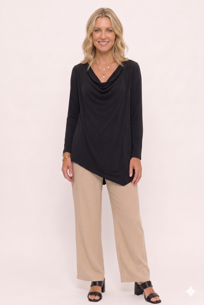 BNS Cowl Neck Long Sleeve Top-3129BN-LRS1 - Jostar Online