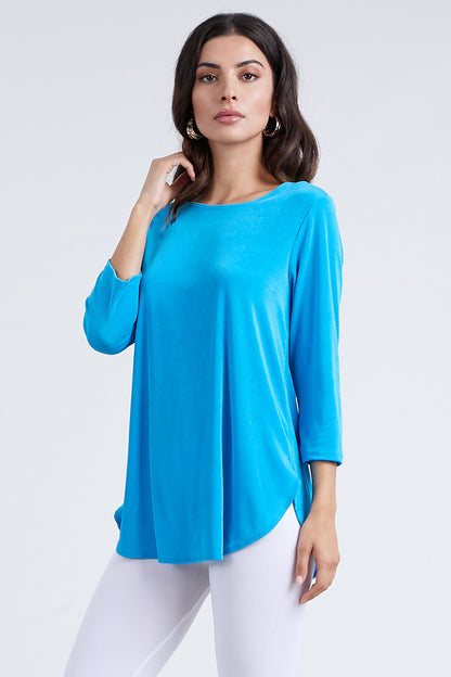 Stretch Rounded Bottom Tunic Top-3046BN-QRS1