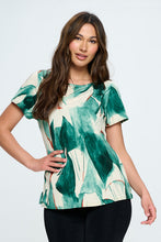 Load image into Gallery viewer, Print Boat Neckline Short Short Sleeve Top-3068HT-SRP1-W336
