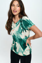 Load image into Gallery viewer, Print Boat Neckline Short Short Sleeve Top-3068HT-SRP1-W336
