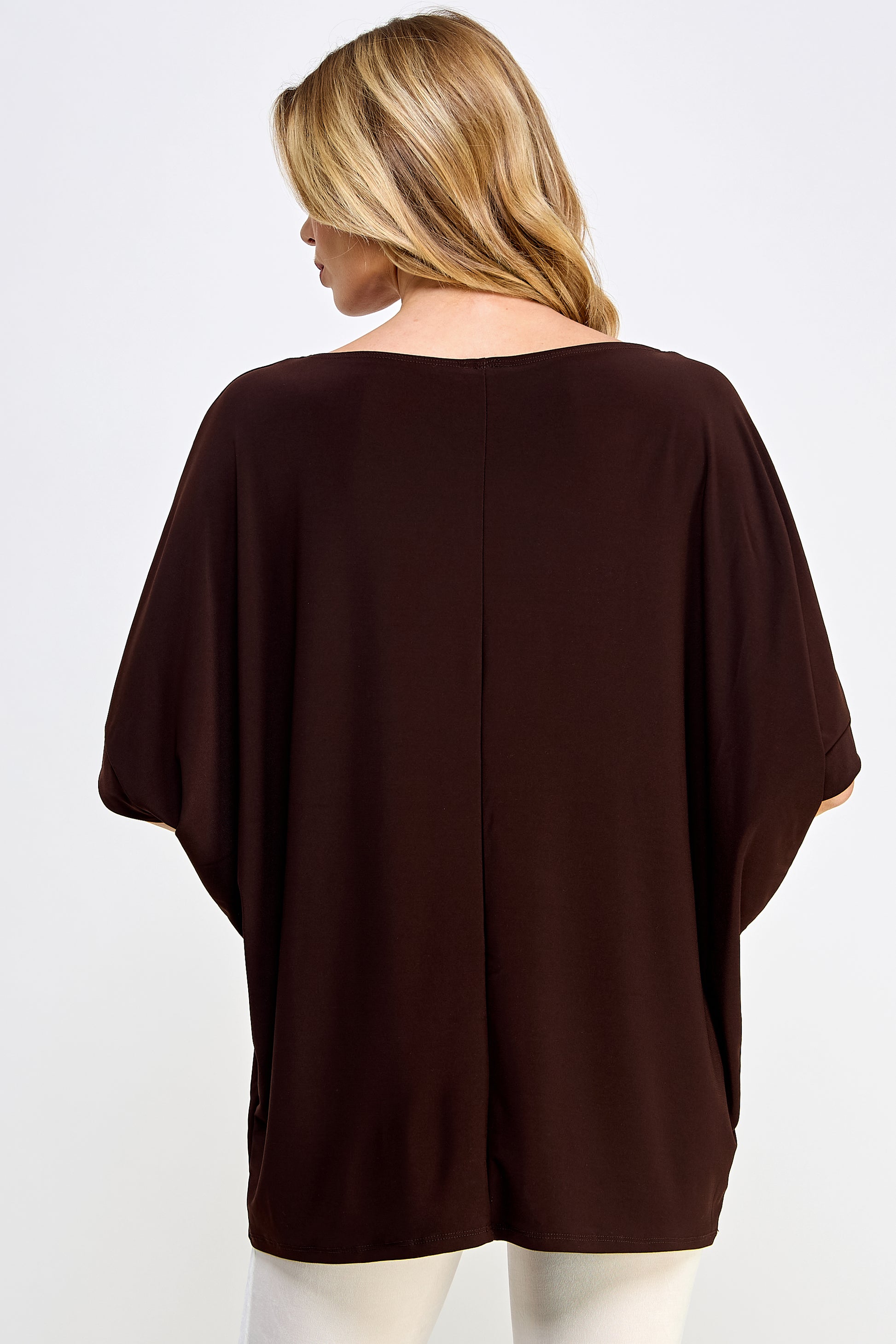 HIT Inbinding Neck Contrast Dolman Sleeve Top-3104HT-SRP1-C-W403