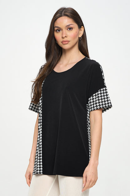 Round Neck Short Sleeve Top-3096HT-HRP1-C-W410