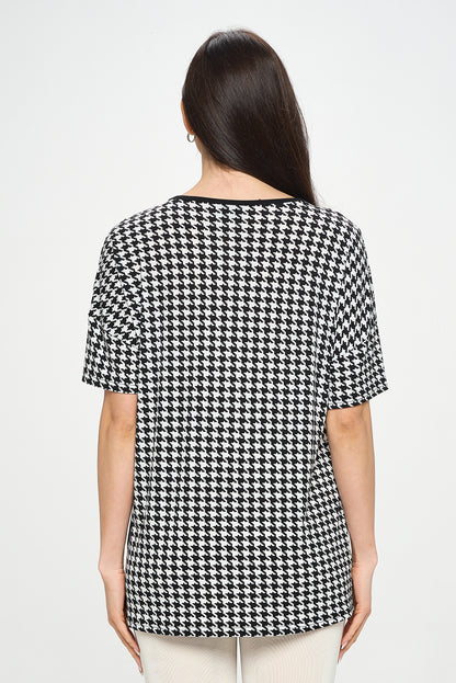 Round Neck Short Sleeve Top-3096HT-HRP1-C-W410