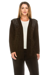 Non Iron Drape Jacket Long Sleeve Rhinestones-400AY-LRS1-R-R079