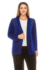 Non Iron Drape Jacket Long Sleeve Rhinestones-400AY-LRS1-R-R079