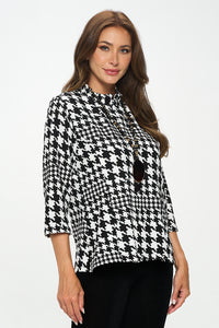 Houndstooth Print Jacket-4086LP-QRP1-W405