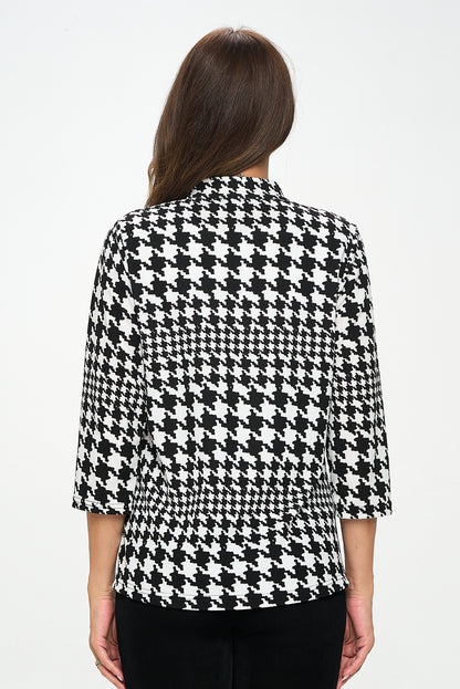 Plus Size Houndstooth Print Jacket-4086LP-QXP1-W405