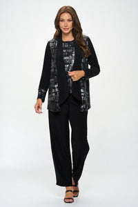 Nylon Foil Sequin Contrast Jacket-4091NF-LRD1-C-F030