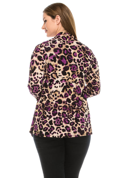 Stretchy Print Mid Cut Jacket Long Sleeve Print Plus, 4028BN-LXP1-W088