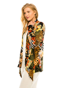 Stretchy Print Mid Cut Jacket Long Sleeve Print Plus, 4028BN-LXP1-W168