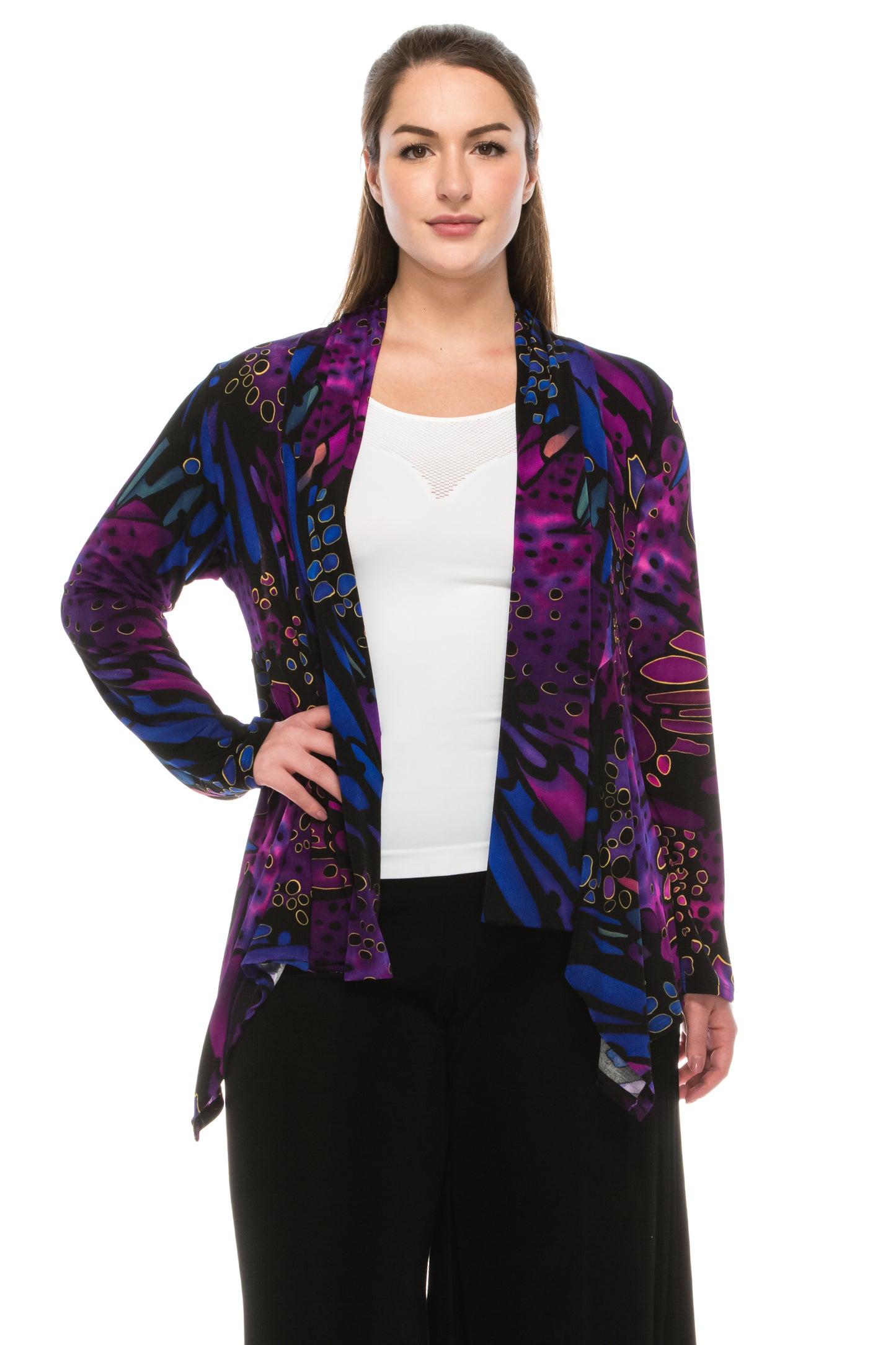 Stretchy Print Mid Cut Jacket Long Sleeve Print-4028BN-LRP1-W207