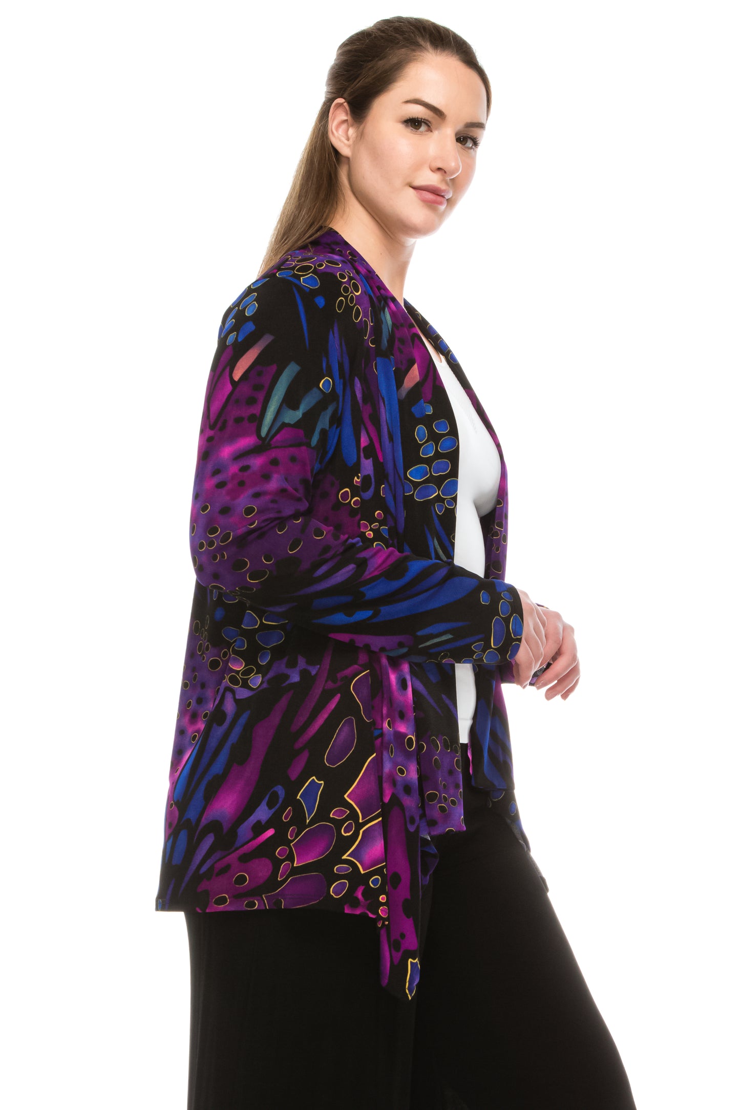 Stretchy Print Mid Cut Jacket Long Sleeve Print-4028BN-LRP1-W207