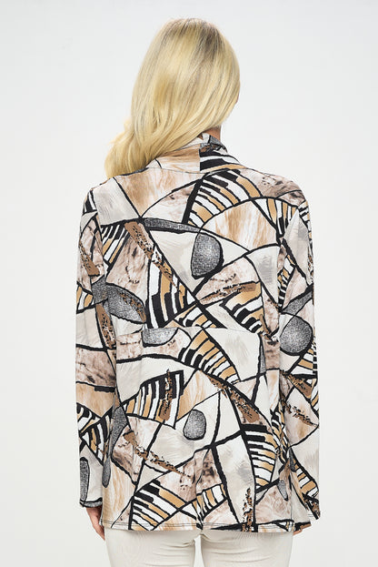 Mid-cut Jacket Long Sleeve Print-4028HT-LRP1-W393