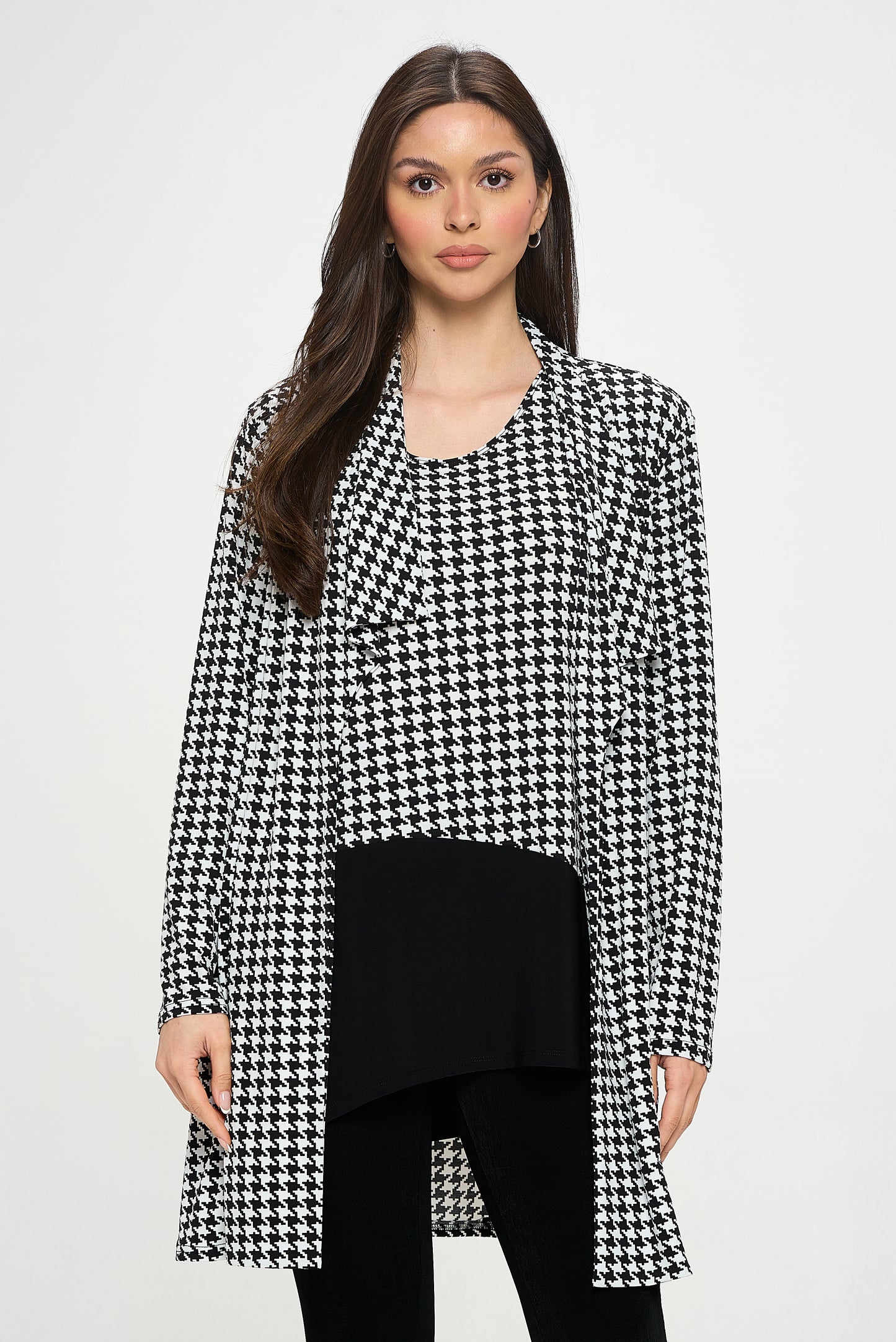 ITY Houndstooth Print Cardigan-4088HT-LRP1-W410