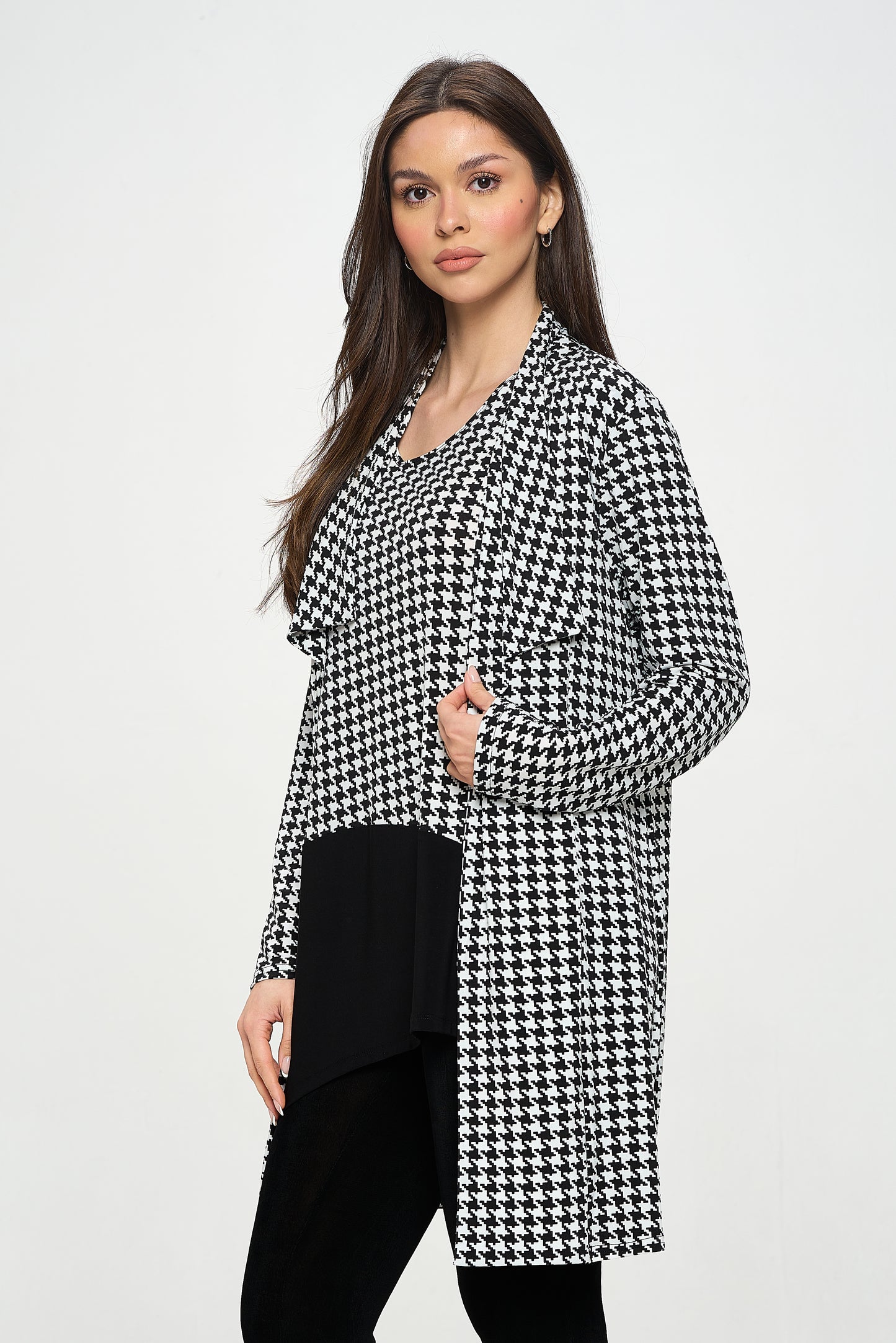 ITY Houndstooth Print Cardigan-4088HT-LRP1-W410