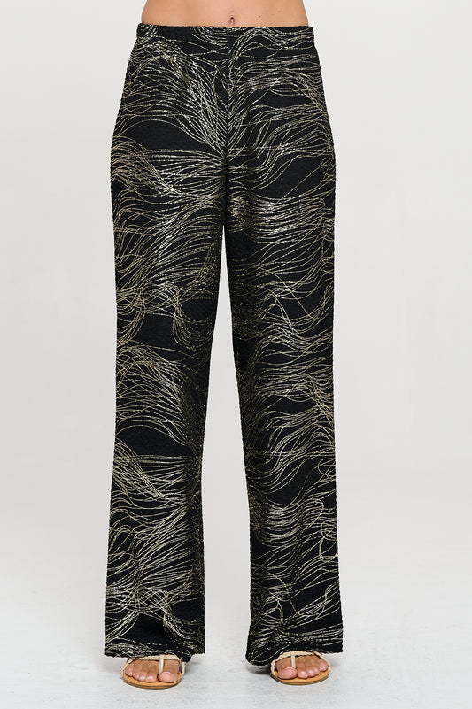 Fukuro Jacquard Wide Leg Pants W/Foil-5042FJ-ARD1-F031