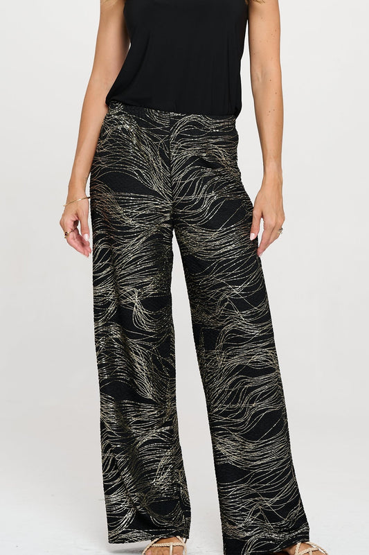 Fukuro Jacquard Wide Leg Pants W/Foil-5042FJ-ARD1-F031