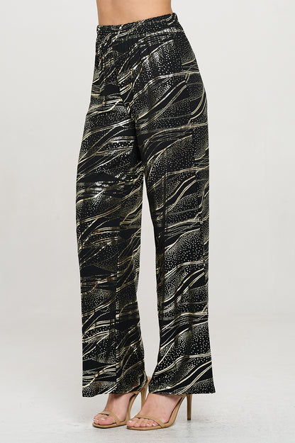 HIT Foil Wide Leg Pants-5042HF-ARD1-F032