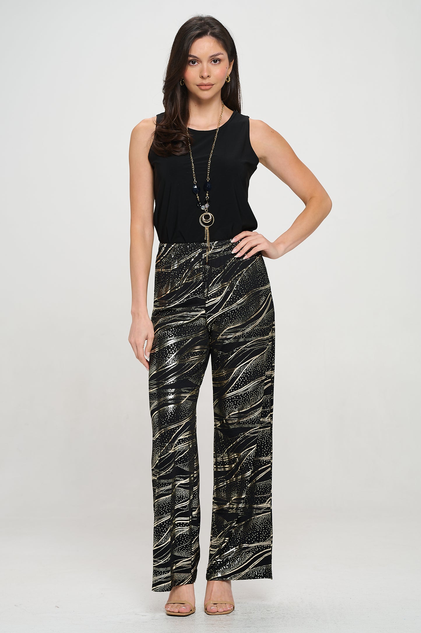 HIT Foil Wide Leg Pants-5042HF-ARD1-F032