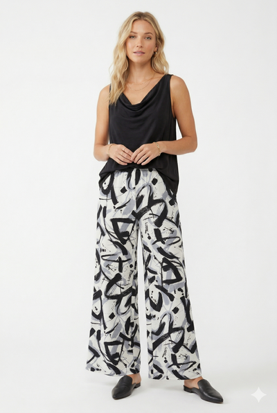 Venechia Pleated Wide Leg Pants-5042VP-ARP1-W527 - Jostar Online