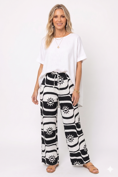 Venechia Pleated Drawstring Pocket Pants-5049VP-ARP1-K-W537