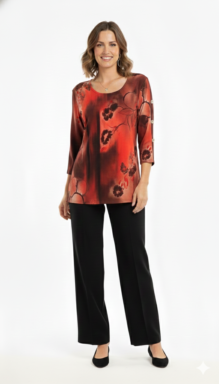 HIT Side Button Sleeve Top-3122HT-QRP1-W337