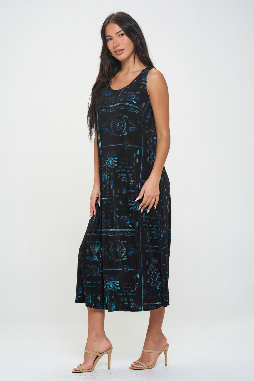 Print  Long Tank Dress -7000BN-TRP1-W401