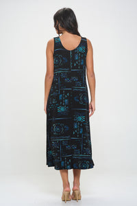 Plus Size Print Tank Long Dress Sleeveless- 7000BN-TXP1-W401
