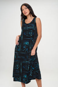 Plus Size Print Tank Long Dress Sleeveless- 7000BN-TXP1-W401