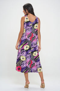 Plus Size Print Tank Long Dress Sleeveless- 7000BN-TXP1-W408