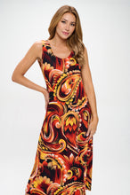 Load image into Gallery viewer, Plus Size Print Tank Long Dress Sleeveless-7000BN-TXP1-W435
