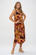 Load image into Gallery viewer, Plus Size Print Tank Long Dress Sleeveless-7000BN-TXP1-W435
