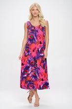 Load image into Gallery viewer, Plus Size Print Tank Long Dress Sleeveless-7000BN-TXP1-W438
