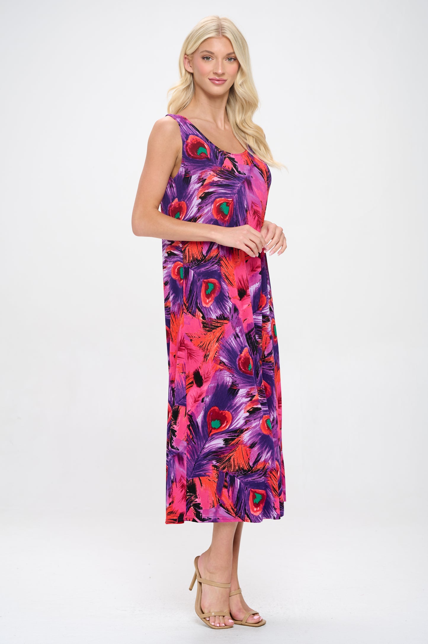 Plus Size Print Tank Long Dress Sleeveless-7000BN-TXP1-W438