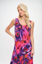 Load image into Gallery viewer, Plus Size Print Tank Long Dress Sleeveless-7000BN-TXP1-W438
