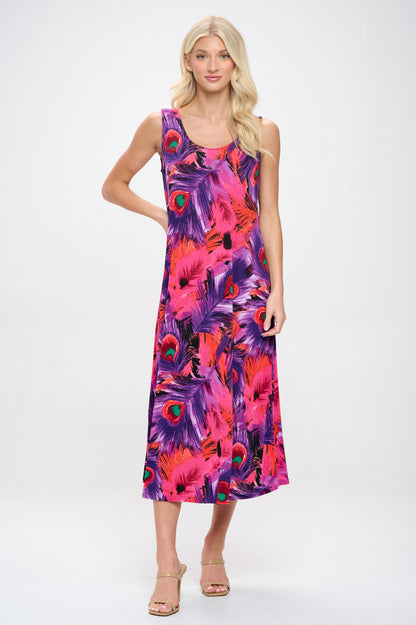 Plus Size Print Tank Long Dress Sleeveless-7000BN-TXP1-W438