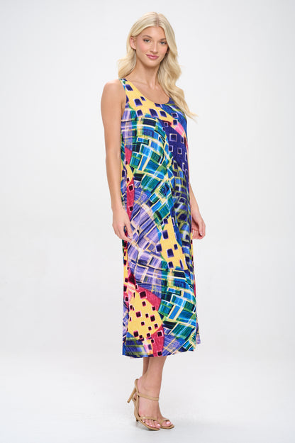 Plus Size Print Tank Long Dress Sleeveless-7000BN-TXP1-W441