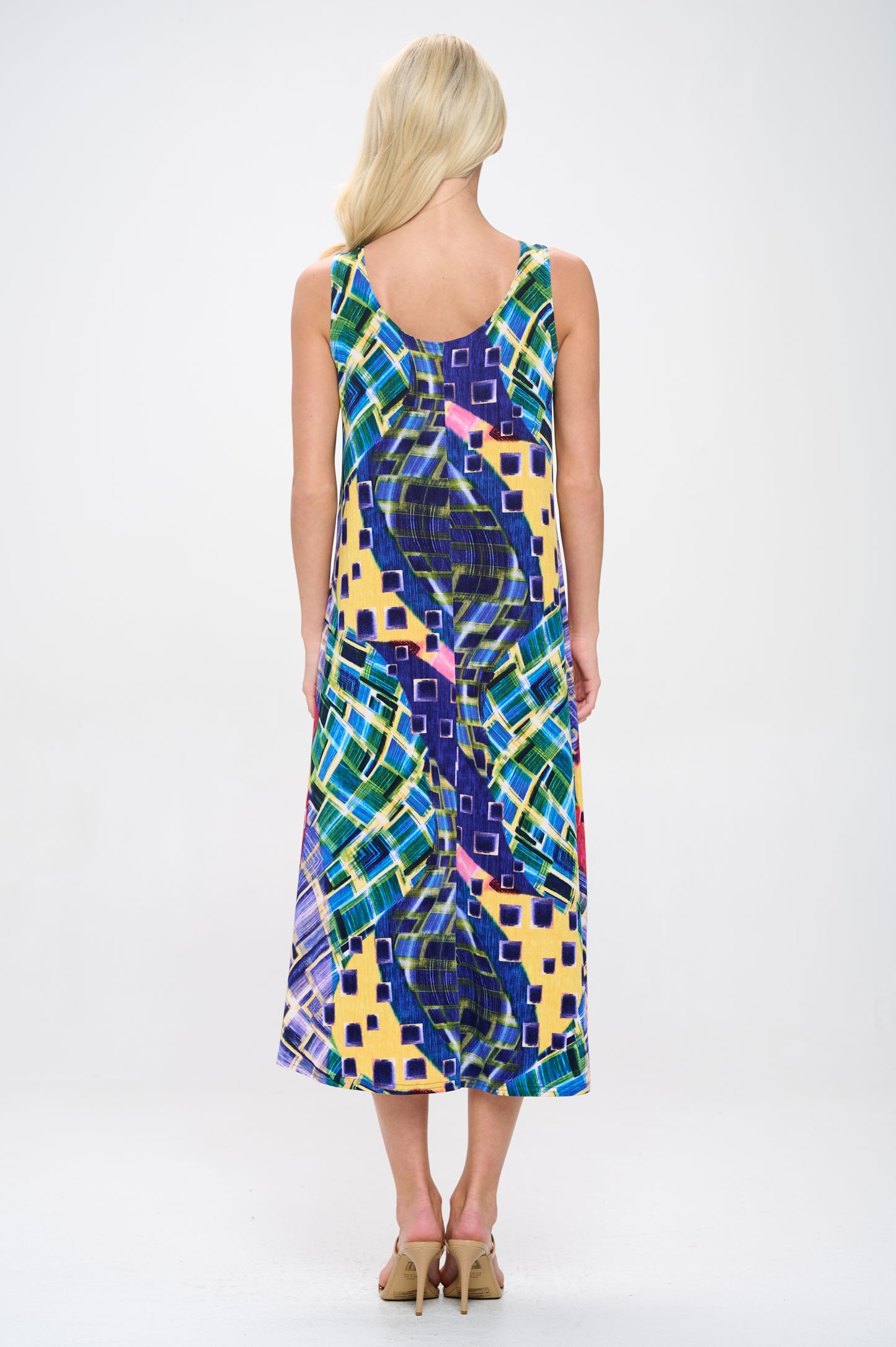 Plus Size Print Tank Long Dress Sleeveless-7000BN-TXP1-W441