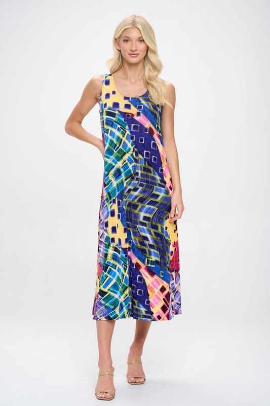 Plus Size Print Tank Long Dress Sleeveless-7000BN-TXP1-W441