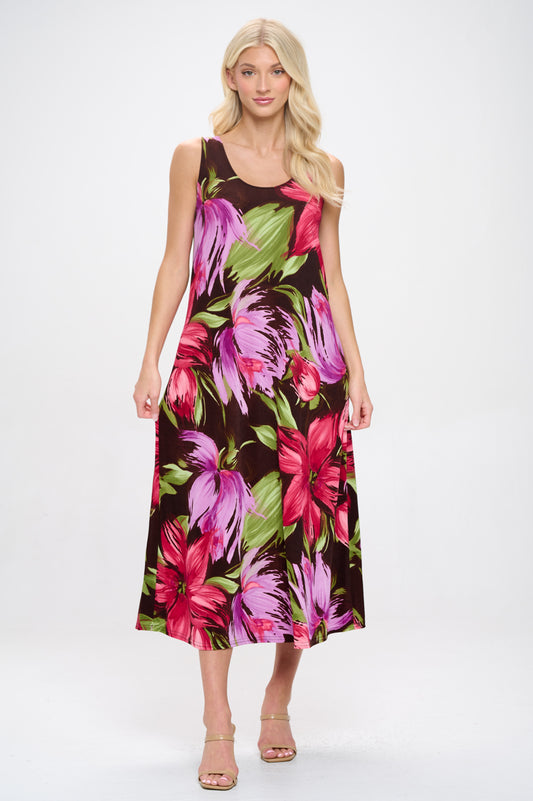 Plus Size Print Tank Long Dress Sleeveless-7000BN-TXP1-W442