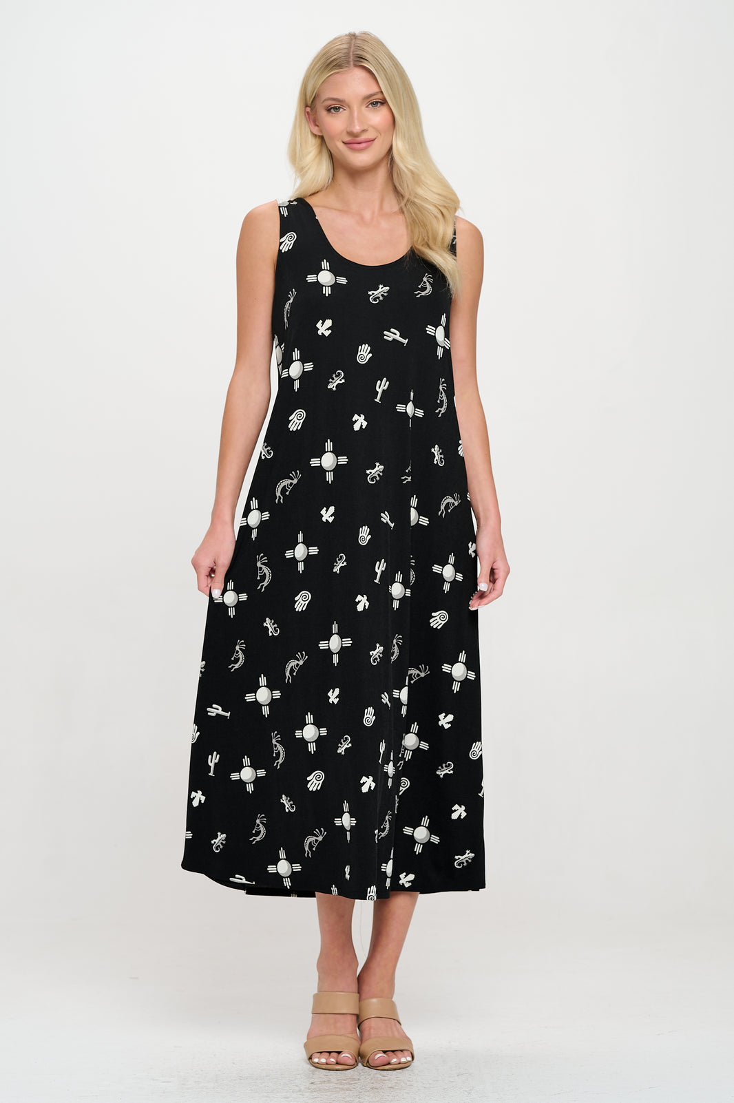 Islander Fronds Black Long Tank Dress main image 1