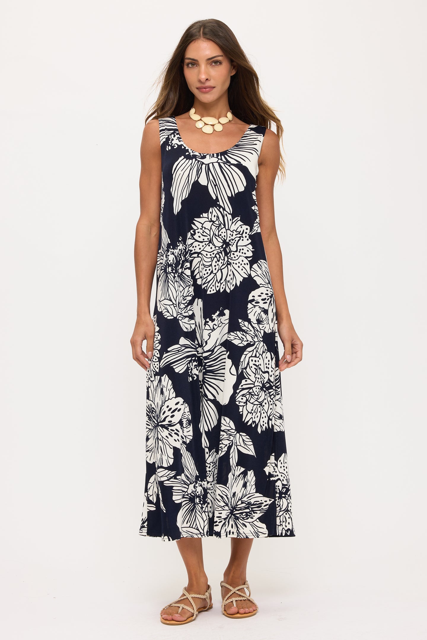 Print  Long Tank Dress Print -7000BN-TRP1-W498