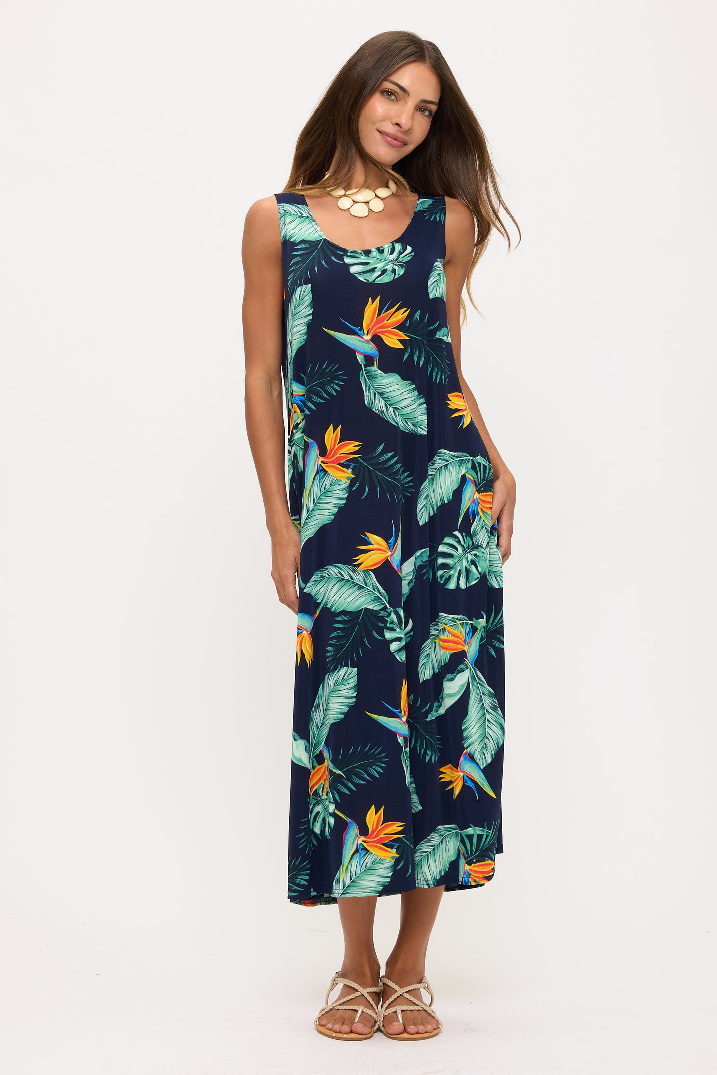 Print  Long Tank Dress Print -7000BN-TRP1-W502 - Jostar Online